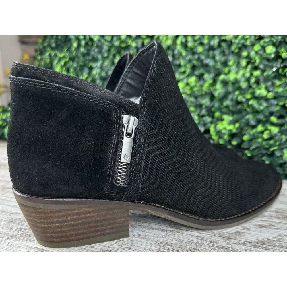 LUCKY BRAND Fhuna Ankle Bootie Women’s‎ 8M Black Suede Low Cut Boots Casual Chic